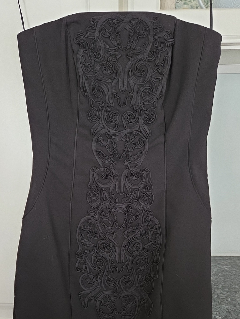 H&M Black Strapless Dress with Center Appliqué Size 6